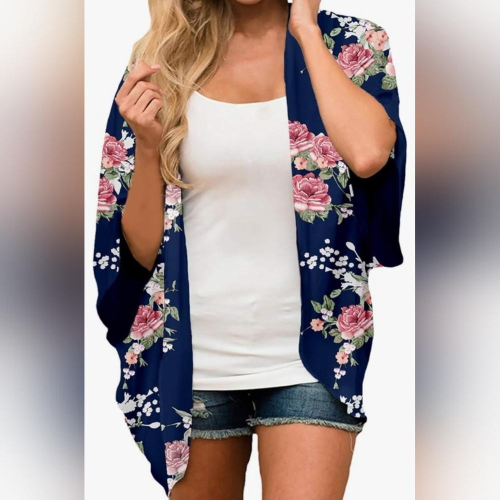 Floral Print Sheer Kimono Cardigan